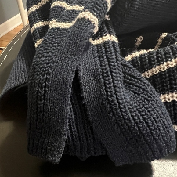 J. crew navy and white striped cotton collared v-neck sweater women’s XS - Picture 9 of 9